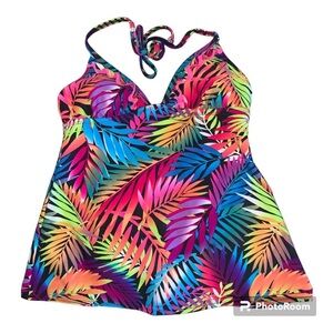 Candie’s multi colored tropical tankini swim top